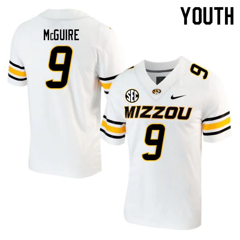 Youth #9 Isaiah McGuire Missouri Tigers College 2023 Football Stitched Jerseys Sale-White - Click Image to Close